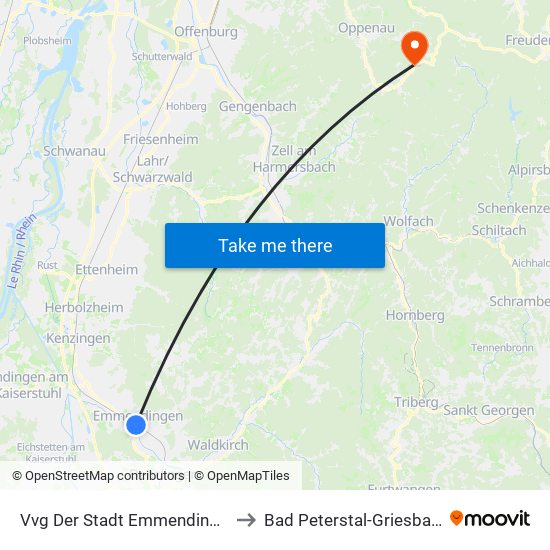 Vvg Der Stadt Emmendingen to Bad Peterstal-Griesbach map