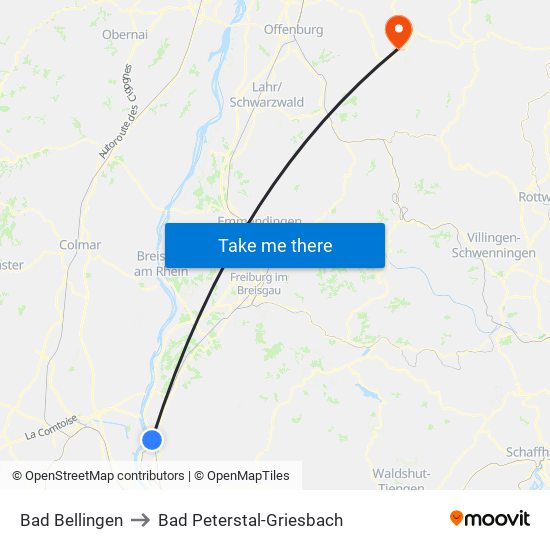 Bad Bellingen to Bad Peterstal-Griesbach map
