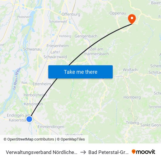 Verwaltungsverband Nördlicher Kaiserstuhl to Bad Peterstal-Griesbach map