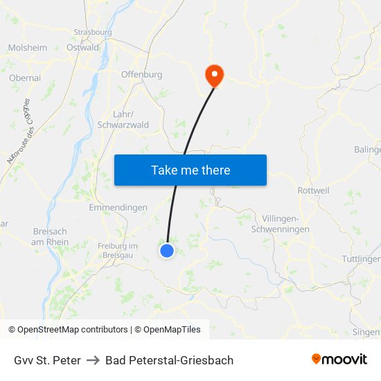 Gvv St. Peter to Bad Peterstal-Griesbach map