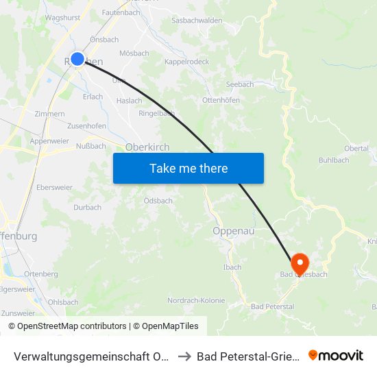 Verwaltungsgemeinschaft Oberkirch to Bad Peterstal-Griesbach map