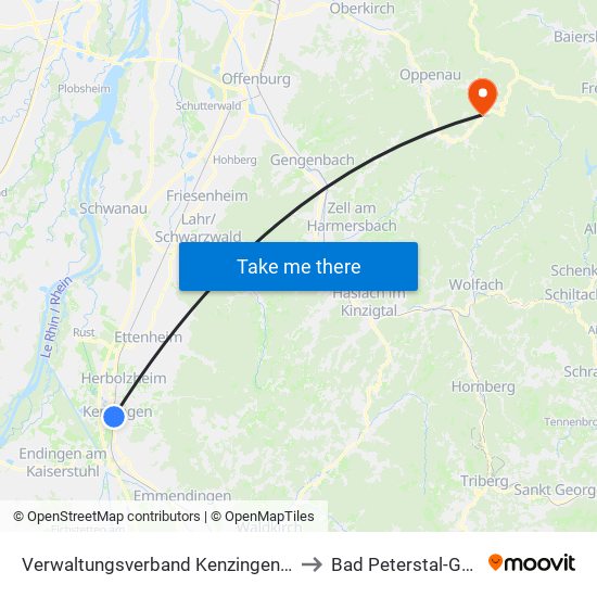 Verwaltungsverband Kenzingen-Herbolzheim to Bad Peterstal-Griesbach map