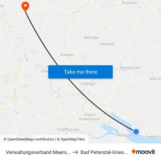 Verwaltungsverband Meersburg to Bad Peterstal-Griesbach map
