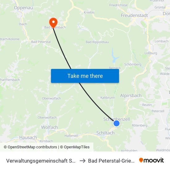 Verwaltungsgemeinschaft Schiltach to Bad Peterstal-Griesbach map