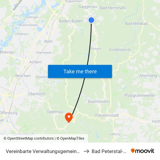 Vereinbarte Verwaltungsgemeinschaft Gernsbach to Bad Peterstal-Griesbach map