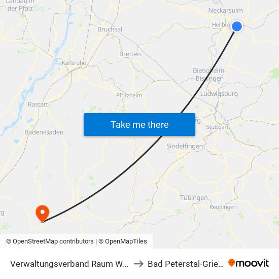 Verwaltungsverband Raum Weinsberg to Bad Peterstal-Griesbach map