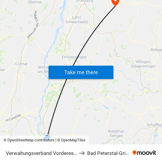 Verwaltungsverband Vorderes Kandertal to Bad Peterstal-Griesbach map