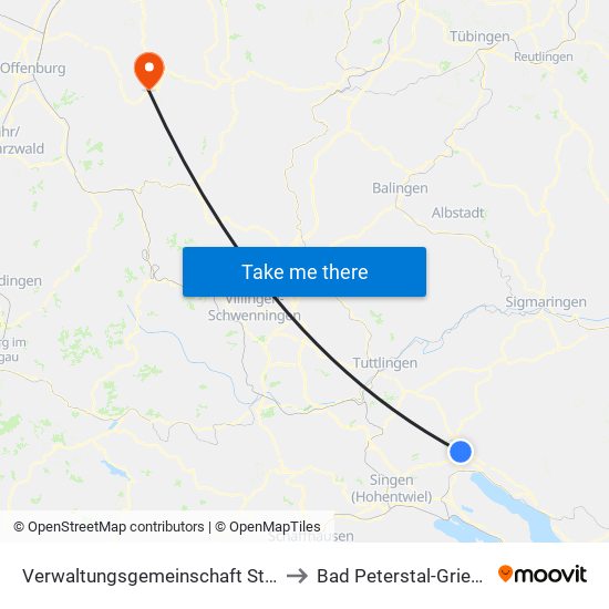 Verwaltungsgemeinschaft Stockach to Bad Peterstal-Griesbach map