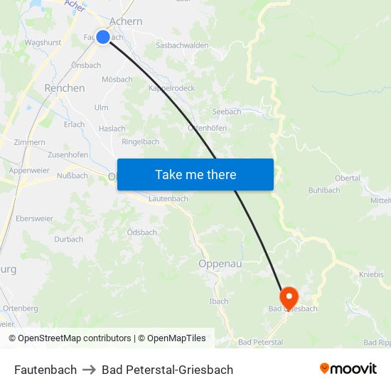 Fautenbach to Bad Peterstal-Griesbach map