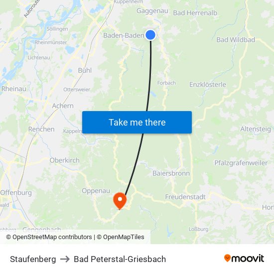 Staufenberg to Bad Peterstal-Griesbach map