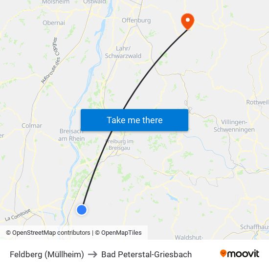 Feldberg (Müllheim) to Bad Peterstal-Griesbach map