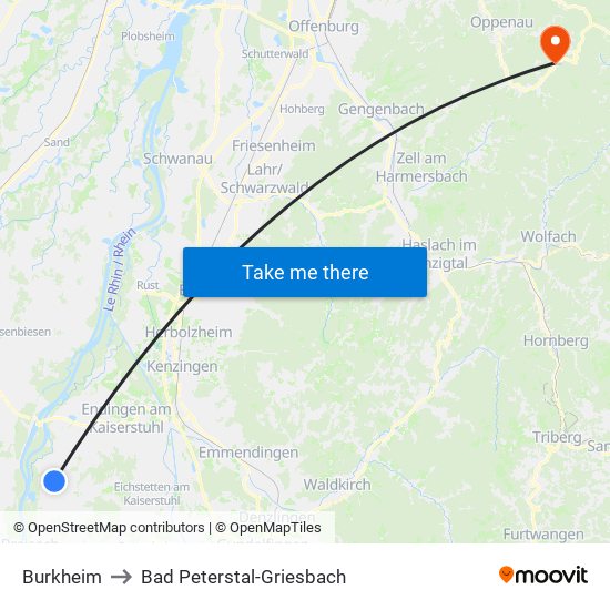 Burkheim to Bad Peterstal-Griesbach map