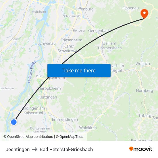 Jechtingen to Bad Peterstal-Griesbach map
