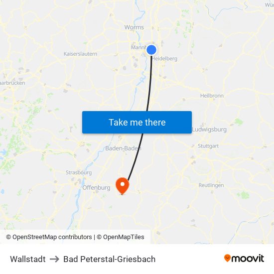 Wallstadt to Bad Peterstal-Griesbach map