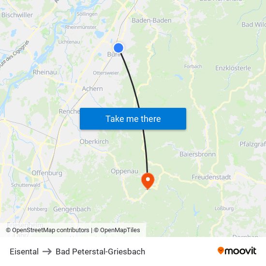 Eisental to Bad Peterstal-Griesbach map