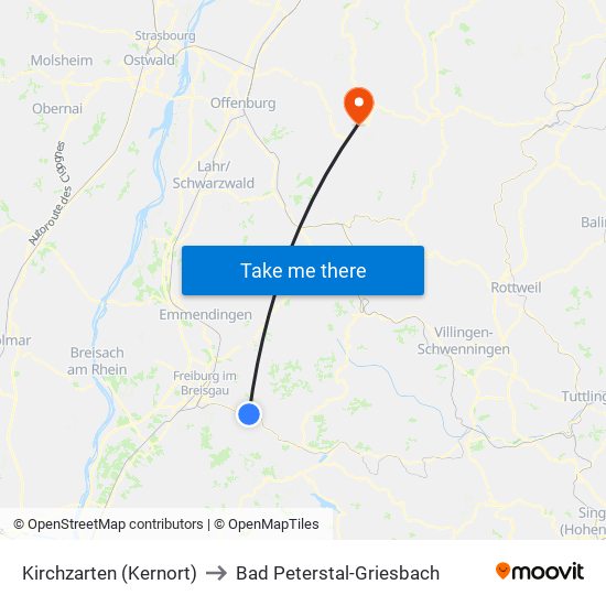 Kirchzarten (Kernort) to Bad Peterstal-Griesbach map