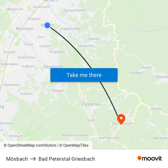 Mösbach to Bad Peterstal-Griesbach map