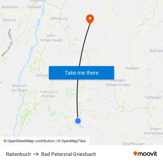 Raitenbuch to Bad Peterstal-Griesbach map