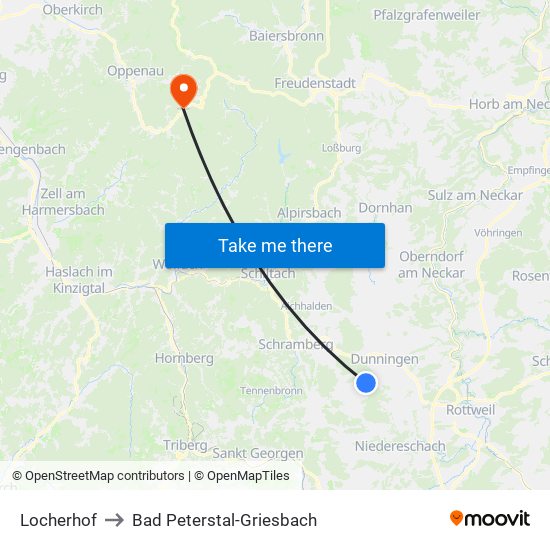 Locherhof to Bad Peterstal-Griesbach map