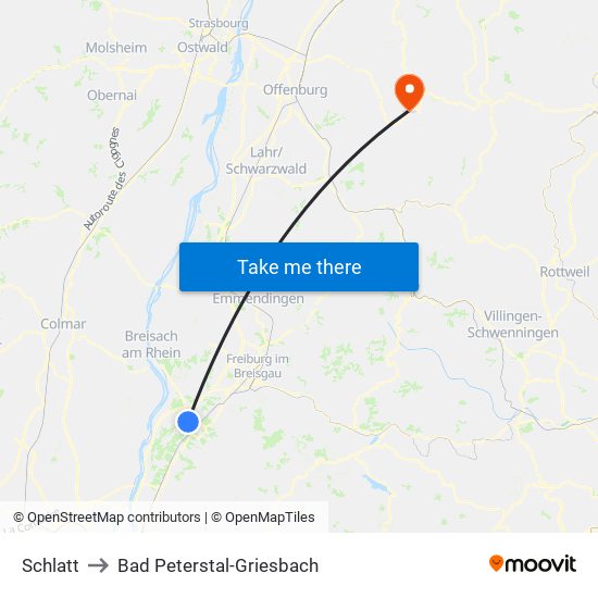 Schlatt to Bad Peterstal-Griesbach map