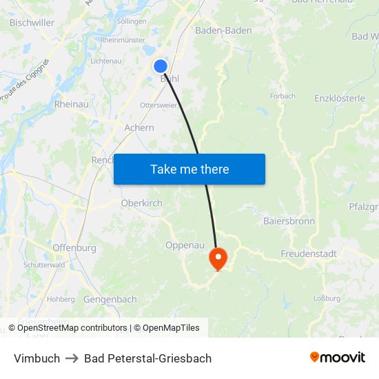 Vimbuch to Bad Peterstal-Griesbach map