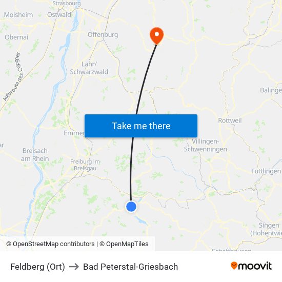 Feldberg (Ort) to Bad Peterstal-Griesbach map