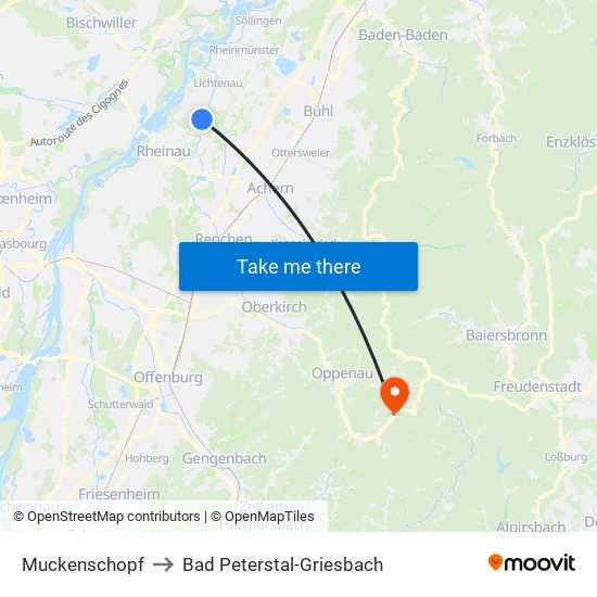 Muckenschopf to Bad Peterstal-Griesbach map