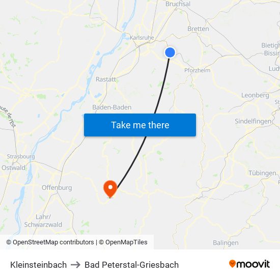 Kleinsteinbach to Bad Peterstal-Griesbach map