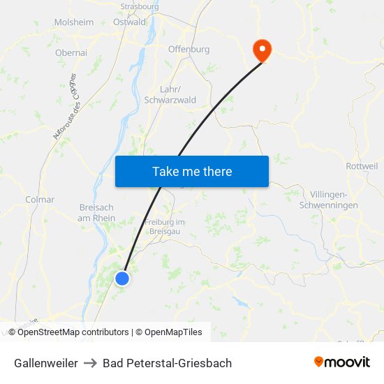 Gallenweiler to Bad Peterstal-Griesbach map