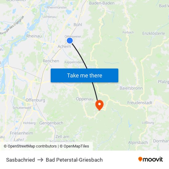 Sasbachried to Bad Peterstal-Griesbach map