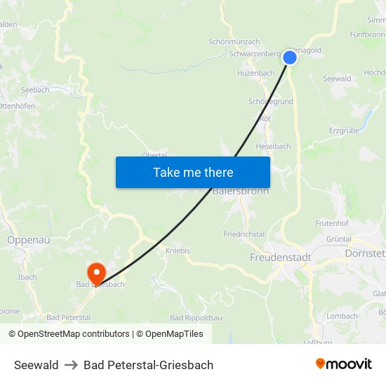 Seewald to Bad Peterstal-Griesbach map