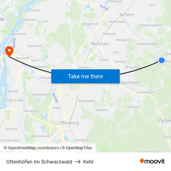 Ottenhöfen Im Schwarzwald to Kehl map