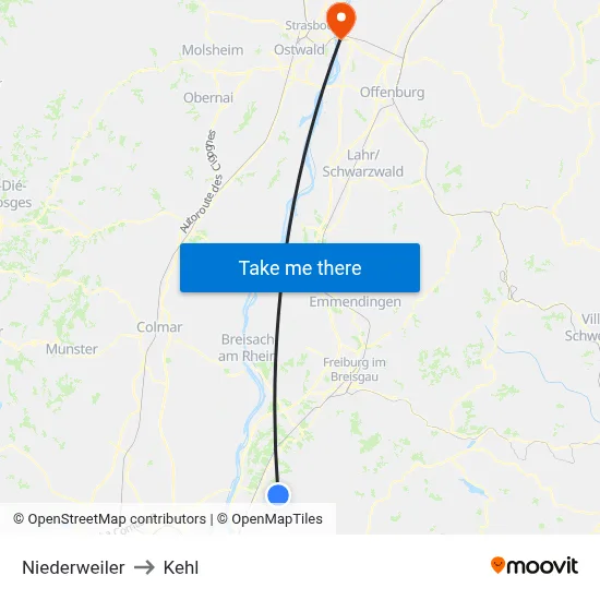Niederweiler to Kehl map