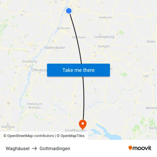 Waghäusel to Gottmadingen map