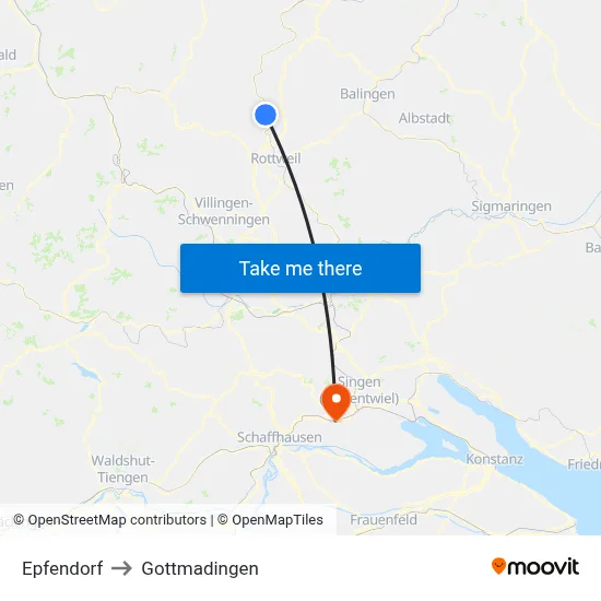 Epfendorf to Gottmadingen map