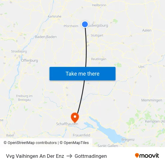 Vvg Vaihingen An Der Enz to Gottmadingen map