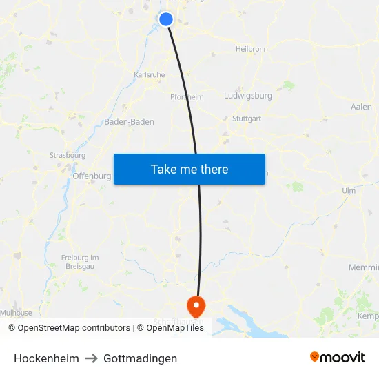 Hockenheim to Gottmadingen map