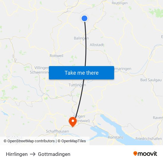 Hirrlingen to Gottmadingen map
