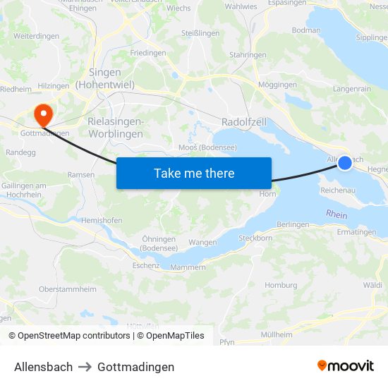 Allensbach to Gottmadingen map