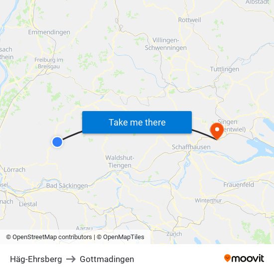 Häg-Ehrsberg to Gottmadingen map