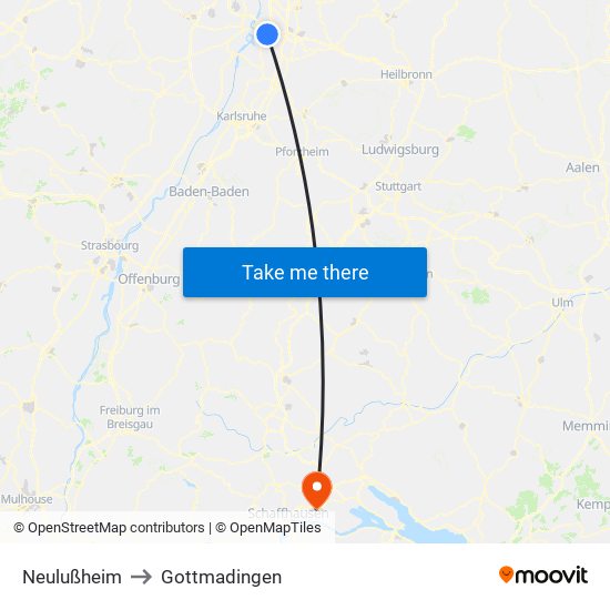 Neulußheim to Gottmadingen map