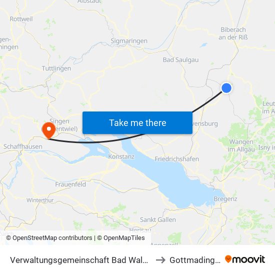 Verwaltungsgemeinschaft Bad Waldsee to Gottmadingen map