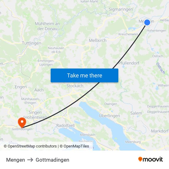 Mengen to Gottmadingen map