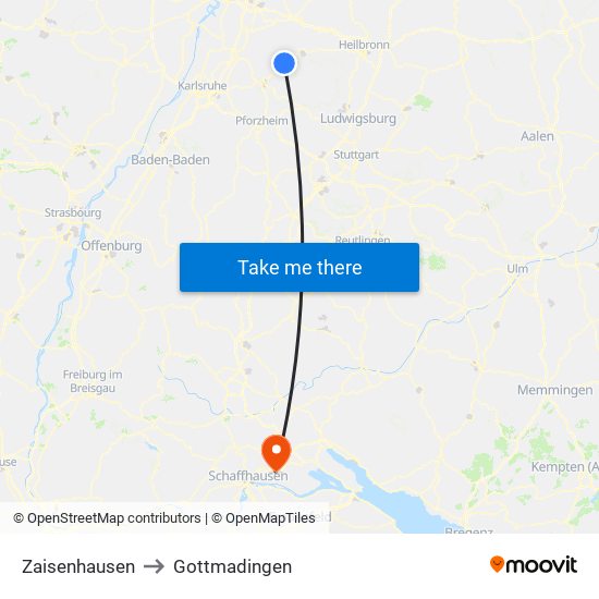 Zaisenhausen to Gottmadingen map