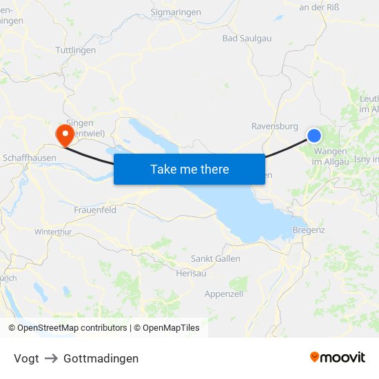 Vogt to Gottmadingen map