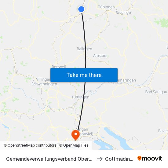 Gemeindeverwaltungsverband Oberes Gäu to Gottmadingen map