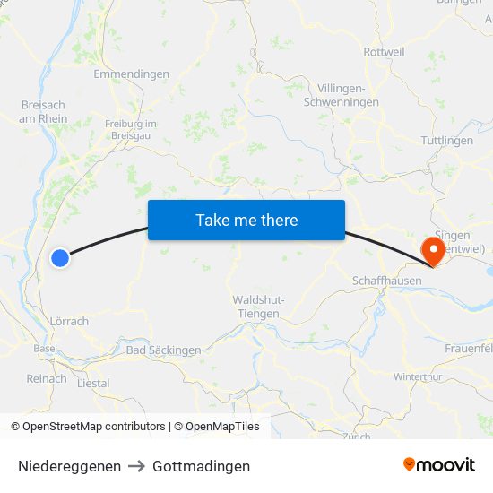 Niedereggenen to Gottmadingen map