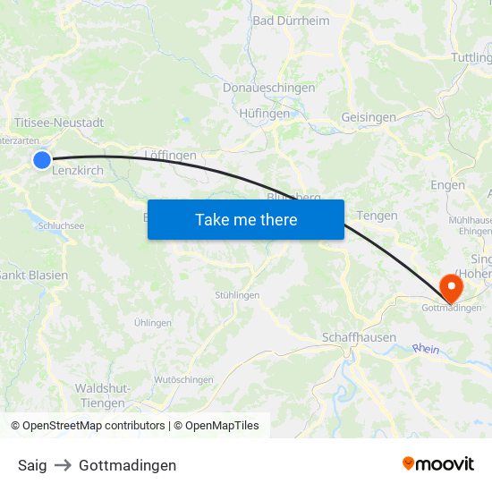 Saig to Gottmadingen map