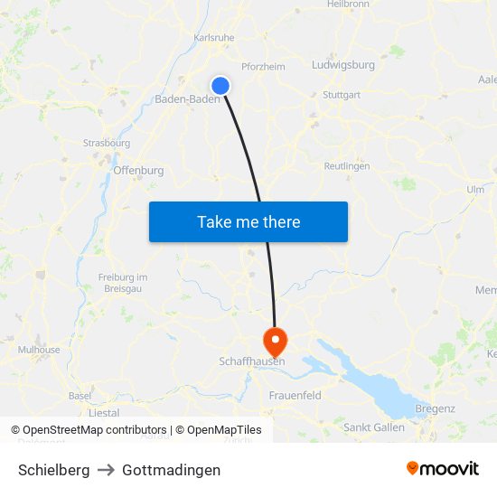 Schielberg to Gottmadingen map