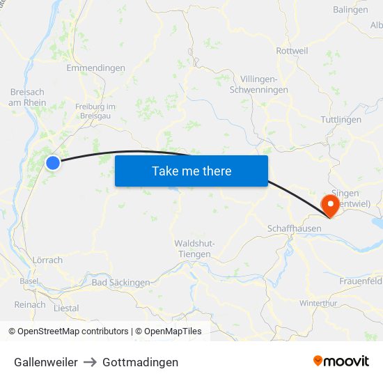 Gallenweiler to Gottmadingen map